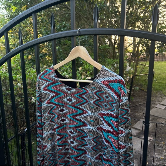 MISA Los Angeles Snakeskin Mosaic Print Swing Dress 1X Long Sleeve Mini Short - Picture 16 of 16